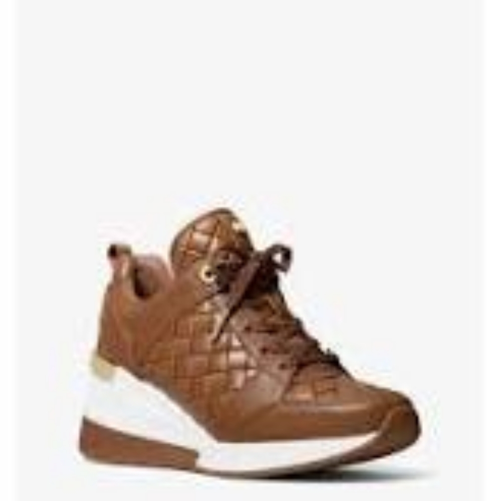 Michael Kors Women's Brown Georgie Woven Leather Sneaker